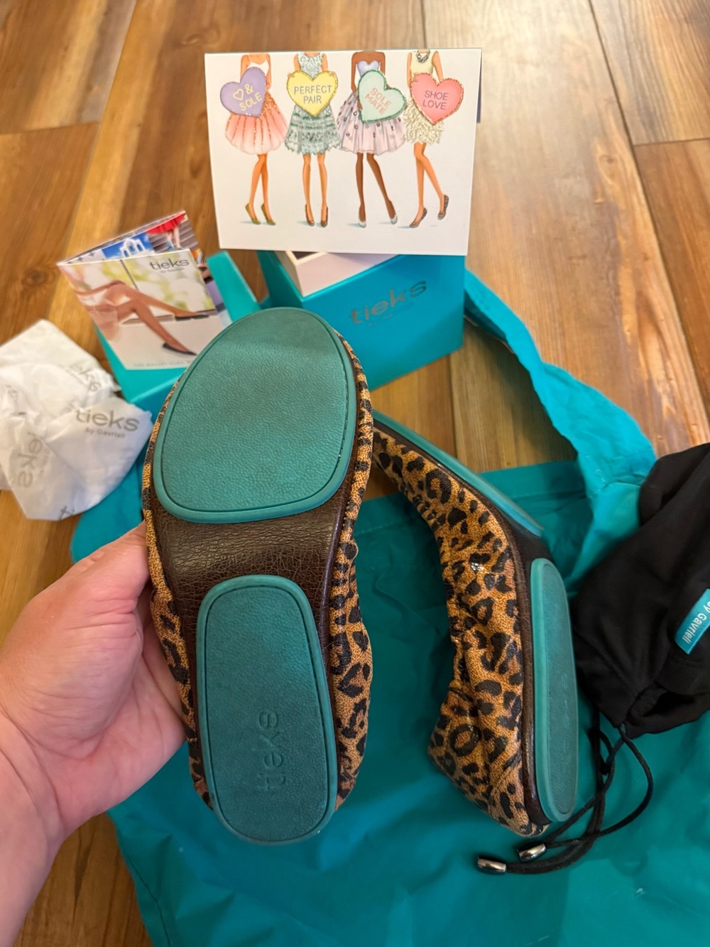 Tieks Leopard Print Ballet Flats - tan/black - Picture 6 of 10